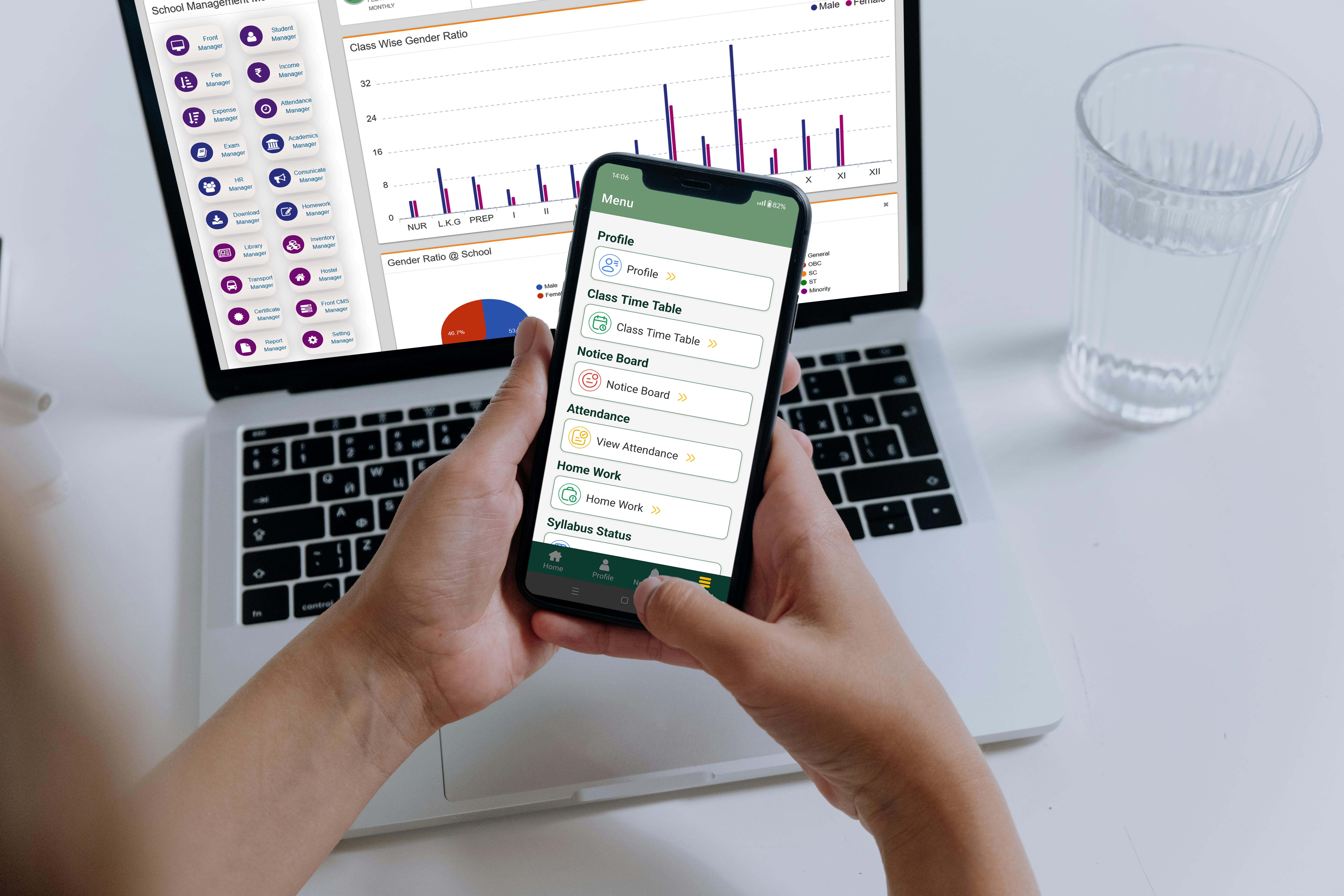 eSchool ERP admin dashboard for managing enrollment, fees, payroll and school operations